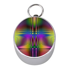 Abstract Psychedelic Pattern Mini Silver Compasses by SpinnyChairDesigns