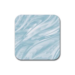 Light Blue Feathered Texture Rubber Coaster (square)  by SpinnyChairDesigns