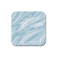 Light Blue Feathered Texture Rubber Square Coaster (4 Pack)  by SpinnyChairDesigns