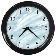 Light Blue Feathered Texture Wall Clock (black) by SpinnyChairDesigns