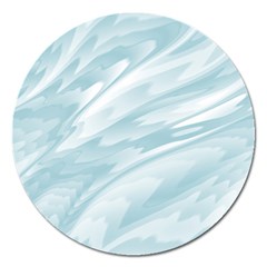 Light Blue Feathered Texture Magnet 5  (round) by SpinnyChairDesigns