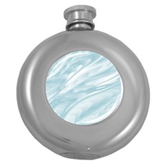 Light Blue Feathered Texture Round Hip Flask (5 Oz) by SpinnyChairDesigns