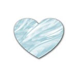 Light Blue Feathered Texture Rubber Coaster (Heart)  Front