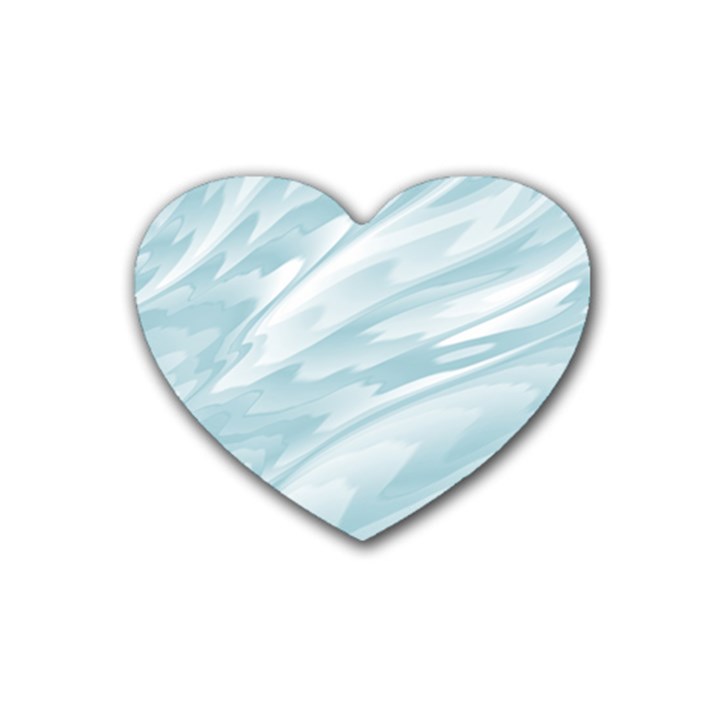 Light Blue Feathered Texture Rubber Coaster (Heart) 