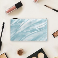 Light Blue Feathered Texture Cosmetic Bag (small) by SpinnyChairDesigns