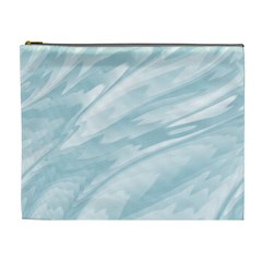 Light Blue Feathered Texture Cosmetic Bag (xl) by SpinnyChairDesigns