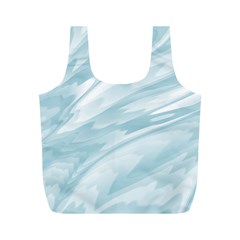 Light Blue Feathered Texture Full Print Recycle Bag (m) by SpinnyChairDesigns