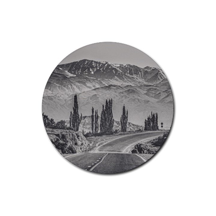 Deserted Landscape Highway, San Juan Province, Argentina Rubber Round Coaster (4 pack) 