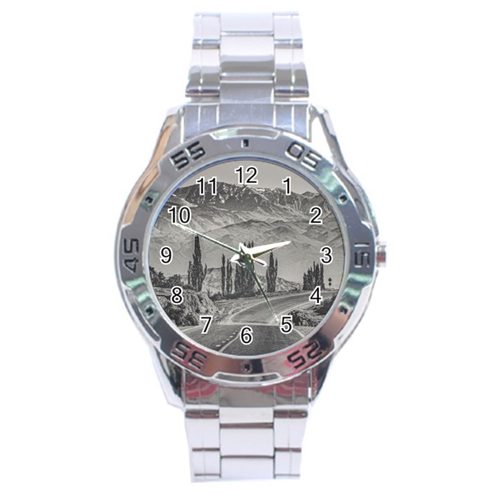 Deserted Landscape Highway, San Juan Province, Argentina Stainless Steel Analogue Watch