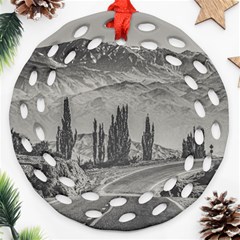 Deserted Landscape Highway, San Juan Province, Argentina Round Filigree Ornament (two Sides) by dflcprintsclothing