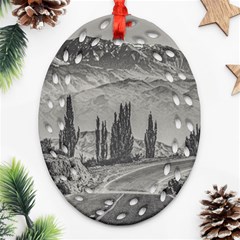 Deserted Landscape Highway, San Juan Province, Argentina Oval Filigree Ornament (two Sides) by dflcprintsclothing