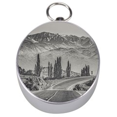 Deserted Landscape Highway, San Juan Province, Argentina Silver Compasses by dflcprintsclothing