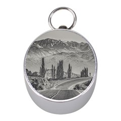 Deserted Landscape Highway, San Juan Province, Argentina Mini Silver Compasses by dflcprintsclothing