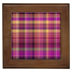 Magenta Gold Madras Plaid Framed Tile by SpinnyChairDesigns