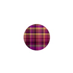 Magenta Gold Madras Plaid 1  Mini Buttons by SpinnyChairDesigns