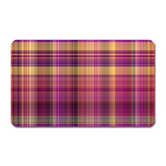 Magenta Gold Madras Plaid Magnet (rectangular) by SpinnyChairDesigns