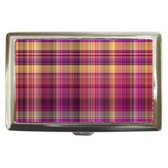 Magenta Gold Madras Plaid Cigarette Money Case by SpinnyChairDesigns