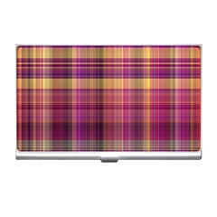 Magenta Gold Madras Plaid Business Card Holder by SpinnyChairDesigns