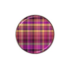 Magenta Gold Madras Plaid Hat Clip Ball Marker (10 Pack) by SpinnyChairDesigns