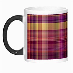 Magenta Gold Madras Plaid Morph Mugs by SpinnyChairDesigns