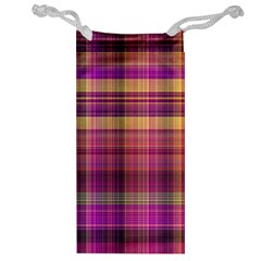 Magenta Gold Madras Plaid Jewelry Bag by SpinnyChairDesigns