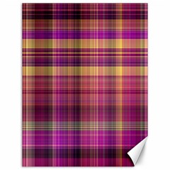 Magenta Gold Madras Plaid Canvas 12  X 16  by SpinnyChairDesigns