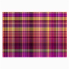 Magenta Gold Madras Plaid Large Glasses Cloth by SpinnyChairDesigns