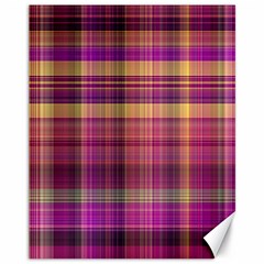 Magenta Gold Madras Plaid Canvas 11  X 14  by SpinnyChairDesigns