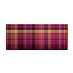 Magenta Gold Madras Plaid Hand Towel by SpinnyChairDesigns