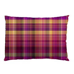 Magenta Gold Madras Plaid Pillow Case