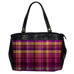 Magenta Gold Madras Plaid Oversize Office Handbag by SpinnyChairDesigns