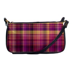 Magenta Gold Madras Plaid Shoulder Clutch Bag by SpinnyChairDesigns