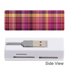 Magenta Gold Madras Plaid Memory Card Reader (stick) by SpinnyChairDesigns