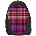 Magenta Gold Madras Plaid Backpack Bag Front