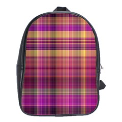 Magenta Gold Madras Plaid School Bag (xl) by SpinnyChairDesigns