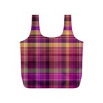 Magenta Gold Madras Plaid Full Print Recycle Bag (S) Front