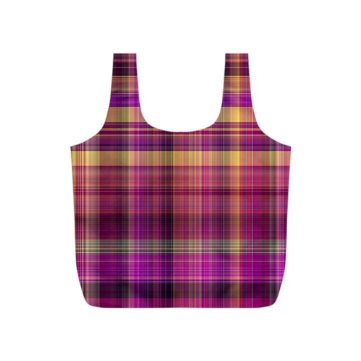 Magenta Gold Madras Plaid Full Print Recycle Bag (S)