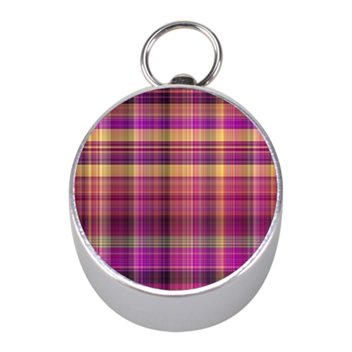 Magenta Gold Madras Plaid Mini Silver Compasses