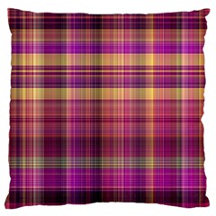 Magenta Gold Madras Plaid Standard Flano Cushion Case (one Side) by SpinnyChairDesigns