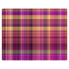 Magenta Gold Madras Plaid Double Sided Flano Blanket (medium)  by SpinnyChairDesigns