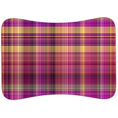 Magenta Gold Madras Plaid Velour Seat Head Rest Cushion by SpinnyChairDesigns