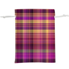 Magenta Gold Madras Plaid  Lightweight Drawstring Pouch (xl) by SpinnyChairDesigns