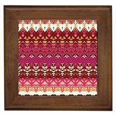 Boho Fuschia And Gold Pattern Framed Tile