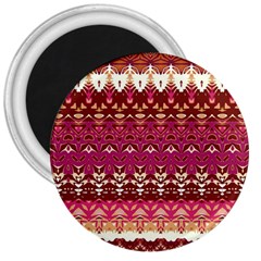 Boho Fuschia And Gold Pattern 3  Magnets by SpinnyChairDesigns