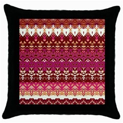 Boho Fuschia And Gold Pattern Throw Pillow Case (black) by SpinnyChairDesigns