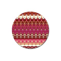 Boho Fuschia And Gold Pattern Magnet 3  (round) by SpinnyChairDesigns