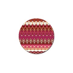 Boho Fuschia And Gold Pattern Golf Ball Marker (4 Pack) by SpinnyChairDesigns