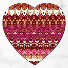 Boho Fuschia And Gold Pattern Jigsaw Puzzle (heart) by SpinnyChairDesigns