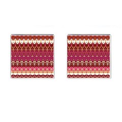 Boho Fuschia And Gold Pattern Cufflinks (square) by SpinnyChairDesigns