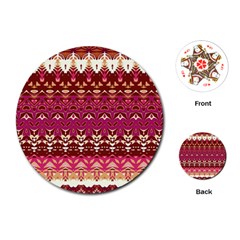 Boho Fuschia And Gold Pattern Playing Cards Single Design (round) by SpinnyChairDesigns